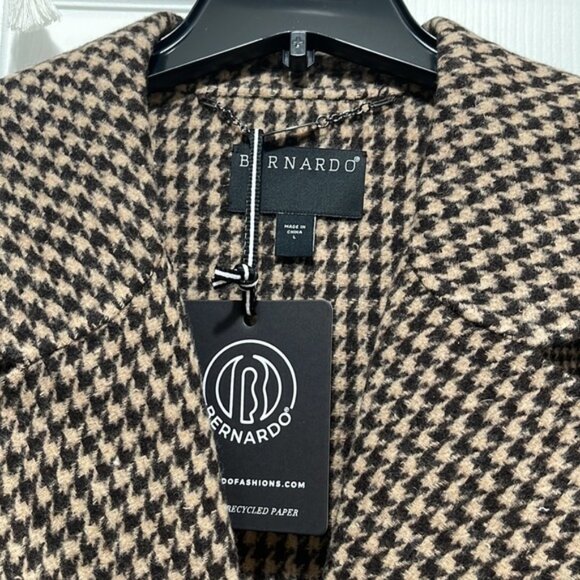 NEW!!  Bernardo Norfolk Houndstooth Wool Coat Size L - Picture 3 of 6